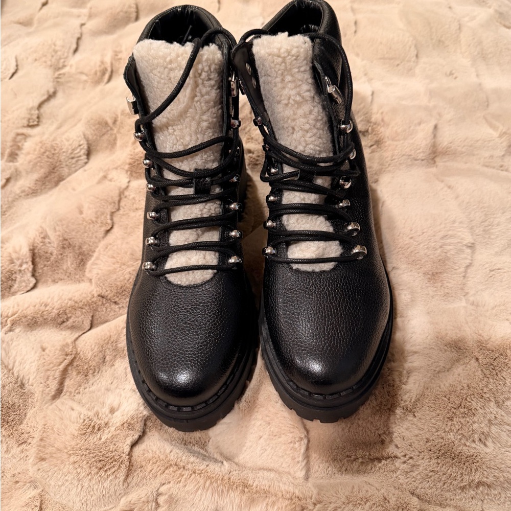 Brand New Cozy Black and Cream Winter Boots